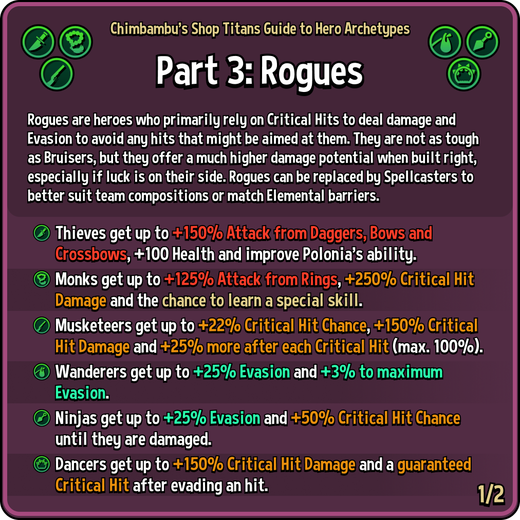 Shop Titans Game Rogue hero builds visual guide image 1